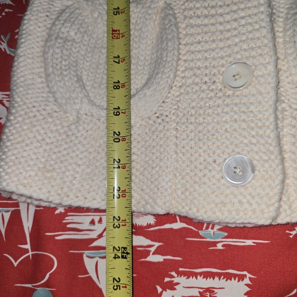 Eddie Bauer Nordic Fisherman Hand Knit Cardigan Ivory Women's Size M Cable Knit - Picture 4 of 7